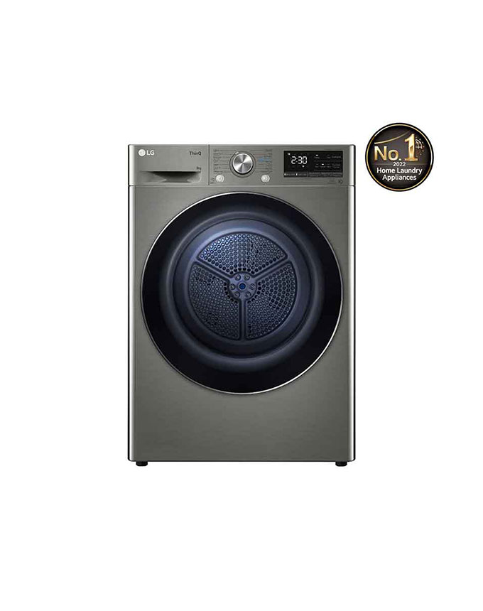 LG RH90V9PV8N Energy Saving Dryer, 9kg, Silver, Capable Drying with Dual Heat Pump